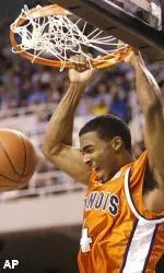Luther Head slams home two points during the first half against North Carolina.