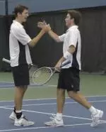 Phil Stolt and Ryler DeHeart helped the Illini get on the scoreboard with an 8-5 win at No. 3 doubles in the 7-0 UI victory Saturday night over No. 5 Florida at the Atkins Tennis Center.