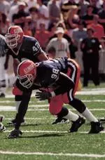 Seniors Derrick Strong (shown) and Mike O'Brien lead the Illini defensive ends.