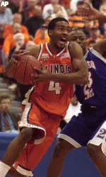 Luther Head is covered by Northwestern State's Jermaine Wallace at the Las Vegas Holiday Classic.