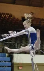 Cara Pomeroy has won three uneven bar titles in a row. She will look to continue the streak against #5 Iowa State on Feb. 14 at Huff Hall.