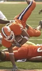 E.B. Halsey dives into the end zone in the third quarter.