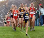 Juniors Cassie Hunt and Stephanie Simms race at the Big Ten Championships.
