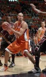 James Augustine steps into the lane in front of Texas Southern's Jacques Jone. (AP PHOTO/John Dixon)