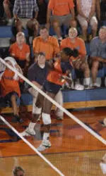 Senior Vicki Brown pounded down 18 kills in the Illini loss.