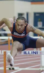 Senior Andre English ran away with his heat in the 110-meter hurdle prelims on Friday with a season-best and regional qualifying time of 14.13.