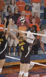 Senior Vicki Brown pounded down 19 in the 3-2 loss to Ohio State on Sunday.