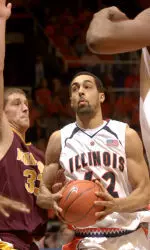 Minnesota's Jamal Abu-Shamala guards Illinois' Brian Randle during the first half.