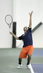 Sophomore Marc Spicijaric earned the Illini's first singles point of the evening to lead Illinois to a 6-1 victory over Purdue.
