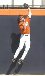Nick Stockwell robbed a homer from MSU's Evan Friedland in the second inning of game two of the doubleheader.