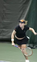 Sophomore Megan Fudge improves to 3-0 on the season with upset victory over No. 98 Kerstin Pahl.