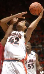 Brian Randle goes up for a shot in the first half.