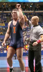No. 6 John Wise dominated the heavyweights at the ACC/Big Ten Clash, winning twice by pin as well as a 3-2 decision over No. 13 Justin Dobies of North Carolina.