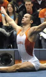 Freshman Paul Ruggeri finishes tied for eighth in the all-around.