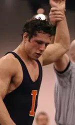 Top-seeded Mike Poeta won by injury default over No. 4 seed C.P. Schlatter to advance to Sunday's Big Ten title bout at 157 pounds.