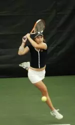 Sophomore Megan Fudge was victorious at No. 1 singles in Illinois' slim 4-3 loss on the road to Indiana.
