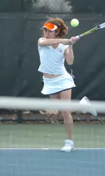 Senior Momei Qu was honored today at the Atkins Tennis Center.