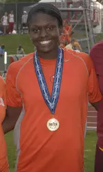 Sophomore Aja Evans won the shot put at the Big Ten Outdoor Championships, setting a championships, facility and school record in the process at the Illinois Track Stadium.
