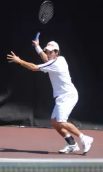 Junior Marc Spicijaric had 6-0, 6-0 straight sets victory at No. 3 singles for the Orange and Blue.