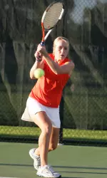 Junior Megan Fudge is now 4-0 in singles so far this season.