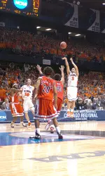 Get a free 9x12 print from now until Nov. 11. Illini fans can choose from over 100 images, like the this one of Deron Williams' game-tying three against Arizona in the 2005 Chicago Regional Final.