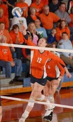 Erin Johnson (12) had eight blocks, five kills and hit .417 vs. Dayton.