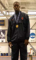 Freshman Andrew Riley won a Big Ten title in the 60m hurdles, also setting the Illinois school record.