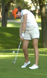 Freshman Nora Lucas has never finished higher than 35th, but currently is tied for sixth at the Big Ten Championship.
