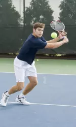 The strong doubles play of freshmen Ruan Roelofse (pictured) and Dennis Nevolo gave the Illini an early advantage this afternoon.