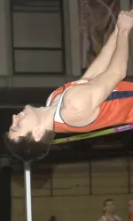 Senior Greg Shroka set an indoor personal-best leap of 7-0 ¼ (2.14m) and hit the provisional qualifying mark for the NCAA Indoor Championships.