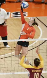 Laura DeBruler amassed 1,833 kills and 1,117 digs in her career.