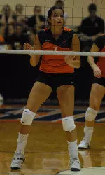 Senior Nicole Kump turned in a career high seven blocks in the victory.