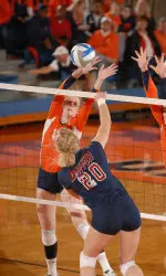 Johannah Bangert holds Illinois' career blocks record with 565 and counting.
