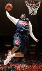 Mike Davis had a double-double of 21 points and 11 rebounds Sunday afternoon at the Orange & Blue Scrimmage.