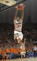 Mike Davis had game highs of 15 points and seven rebounds in Illinois' 75-65 exhibition win over Lewis Friday evening at the Assembly Hall.