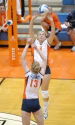 Senior Johannah Bangert hit .333 with six kills in the loss to Penn State.