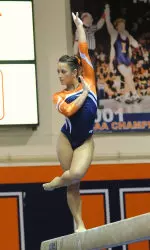 Junior Melissa Fernandez won the all-around by resetting her career high (39.275) for the third straight week at the IGI Chicago Style Invite.