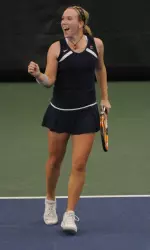 Senior Megan Fudge topped No. 57 Holly Cao, 6-4, 6-3.