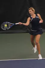 Freshman Rachael White defeated Irene Viana, 6-0, 6-1.