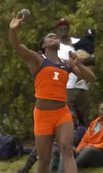 Senior Aja Evans won the shot put at the Illinois Twilight, marking her fifth straight victory this outdoor season.