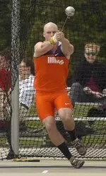 Junior Matt McHugh won the hammer throw at the Illinois Twilight for the second straight year.