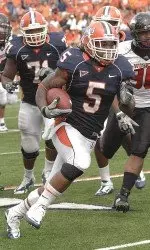 Mikel Leshoure ran for 180 yards on 24 carries, including a 29-yard TD run in the fourth quarter , in Illinois' 28-22 victory over NIU.