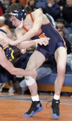 Freshman Logan Arlis notched a pin in 2:08 to start No. 15 Illinois' 50-0 win over SIU Edwardsville.