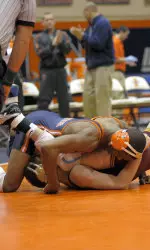 No. 7 B.J. Futrell used a cradle to pin Minnesota's David Thorn at 133 pounds on Sunday.