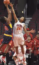Adrienne GodBold blocked a career-high 6 shots and helped Illinois break the school record with 13 blocks against Penn State Thursday night.