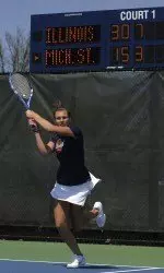 Junior Rachael White teamed up with Marisa Lambropoulos to claim a doubles victory for the Orange and Blue.