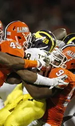 The Illini defense racked up nine tackles for loss, including three by linebacker Jonathan Brown, against Michigan.