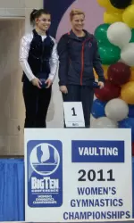 Freshman Amber See tied for first on vault to win the Big Ten title with a 9.900.