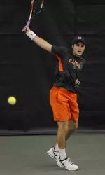 Senior Johnny Hamui went 4-0 on the day in singles and doubles for the Illini.