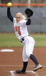 Sophomore Pepper Gay dropped her season ERA to 2.67 with nine shutout innings against the Gophers.